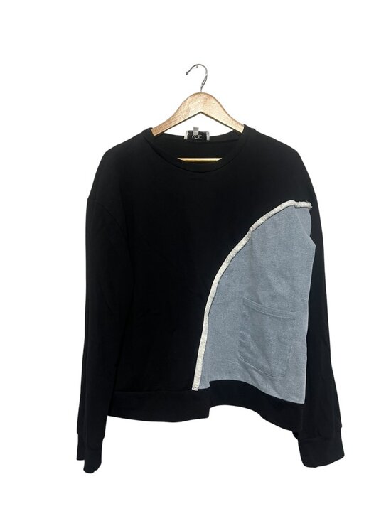 Nod Tops - NOD New York Sweatshirt Top Plus Size 2XL Black Chambray Fringe